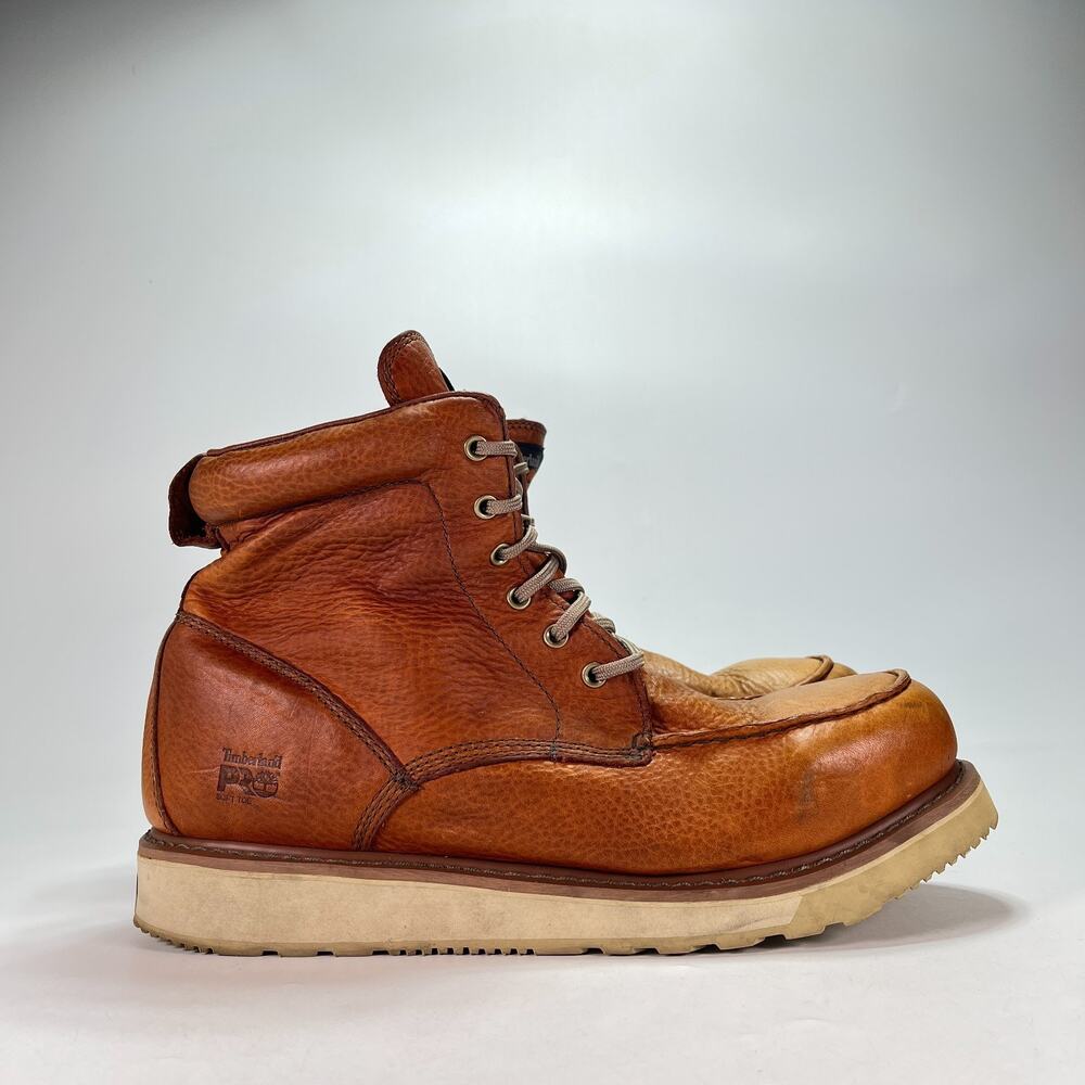 Timberland PRO Gridworks Rust Brown Moc Toe Work Wedge Boots 53009 Mens Size 15M